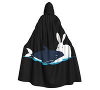 WHJSHOP The little white rabbit who saved the whale Prints Adult Hooded Cape Cloak for Halloween, Role-Playing, and Costume Parties