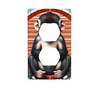 WHJSHOP The Silent Monkey Prints Double Socket Wall Panel Electrical Socket Cover Plate is Shatter Resistant and Durable 4.5x2.76in