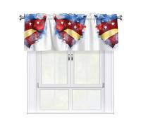 WHJSHOP The Star-Spangled Banner Printing Short Curtains with Valance Rod 54x18in, Light Filtering, Easy Installation for Kitchen, Bathroom, Laundry Room, Studio