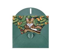 WHJSHOP The story of the snake and the cat Prints Greeting Card - Premium Pearlescent Paper, Double Sided Pearl Effect, Love Buckle Pearl Paper Envelope