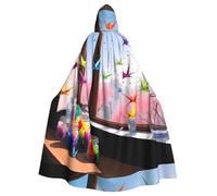 WHJSHOP Thousands of paper cranes on the windowsill Printing Halloween Adult Hooded Cape Large Hooded Cloak with Bow Tie, No Zipper