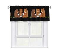 WHJSHOP Three Bears Drinking Coffee Prints Cozy Kitchen Window Layer - 54x18 Inch Peach Skin Valance with Filtered Light