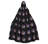 WHJSHOP Three-color broken diamond flower Prints Adult Hooded Cape Cloak for Halloween, Role-Playing, and Costume Parties