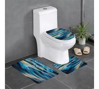 WHJSHOP Three-piece floor mat set Dawn Ocean Waves Prints water-absorbent and non-slip for bathrooms toilets and kitchens