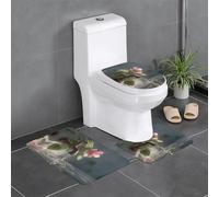 WHJSHOP Three-piece floor mat set Flowers by the faucet Printed water-absorbent and non-slip for bathrooms toilets and kitchens