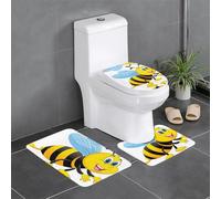 WHJSHOP Three-piece floor mat set Flying Wasp Printed water-absorbent and non-slip for bathrooms toilets and kitchens