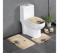 WHJSHOP Three-piece floor mat set Geese flying over small trees Printed water-absorbent and non-slip for bathrooms toilets and kitchens