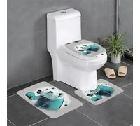 WHJSHOP Three-piece floor mat set Polar bear Printed water-absorbent and non-slip for bathrooms toilets and kitchens