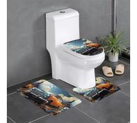WHJSHOP Three-piece floor mat set Take a trip in the car Printed water-absorbent and non-slip for bathrooms toilets and kitchens