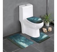 WHJSHOP Three-piece floor mat set The storm after the calm Printed water-absorbent and non-slip for bathrooms toilets and kitchens