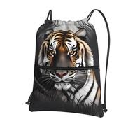 WHJSHOP Tiger at rest Prints Drawstring Zipper Backpack - Lightweight, Waterproof Gym Bag for Travel, Yoga & Hiking