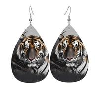 WHJSHOP Tiger at rest Prints Drip Earrings - Faux Leather Drops for Women - Lightweight Dangling Charms - Party & Holiday Gift Ideas