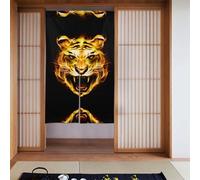 WHJSHOP Tiger Fierce Flames Printing Curtain two Pieces Spliced 34x56in Fabric curtains, room dividers Fabric, Smooth & Not Easily Wrinkled
