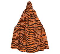 WHJSHOP Tiger Stripes Orange Pattern Prints Adult Hooded Cape Cloak for Halloween, Role-Playing, and Costume Parties