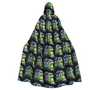 WHJSHOP Tourists taking the train Prints Adult Hooded Cape Cloak for Halloween, Role-Playing, and Costume Parties