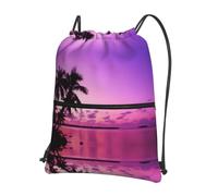 WHJSHOP Tropical tree Pink Prints Drawstring Zipper Backpack - Lightweight, Waterproof Gym Bag for Travel, Yoga & Hiking