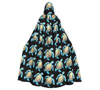 WHJSHOP Turtle with blue scales Prints Adult Hooded Cape Cloak for Halloween, Role-Playing, and Costume Parties