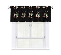 WHJSHOP Two Athletes Holding Badminton Prints Curtain with Short Pole, 54x18in for Enhancing Kitchen Windows, bathrooms, Laundry Rooms, and Studios