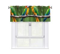 WHJSHOP Two Colored Parrots Prints Curtain with Short Pole, 54x18in for Enhancing Kitchen Windows, bathrooms, Laundry Rooms, and Studios