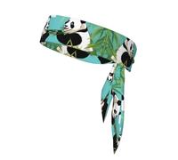 WHJSHOP Two Cute Big Pandas Pattern Sports Headscarf, Casual Headband, Elastic, Sweat Absorbing, Adjustable, Anti Slip