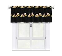 WHJSHOP Two Gold Coin Pigs Prints Curtain with Short Pole, 54x18in for Enhancing Kitchen Windows, bathrooms, Laundry Rooms, and Studios