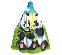 WHJSHOP Two happy pandas Picture Adult Hooded Cape Cloak for Halloween, Role-playing Costumes, and Theme Parties