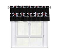 WHJSHOP Two Little mice Holding Love Prints Curtain with Short Pole, 54x18in for Enhancing Kitchen Windows, bathrooms, Laundry Rooms, and Studios