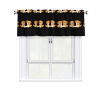 WHJSHOP Two Puppies Chewing a Bone Prints Curtain with Short Pole, 54x18in for Enhancing Kitchen Windows, bathrooms, Laundry Rooms, and Studios