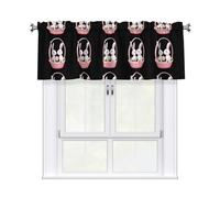 WHJSHOP Two Rabbits in a Flower Basket Prints Curtain with Short Pole, 54x18in for Enhancing Kitchen Windows, bathrooms, Laundry Rooms, and Studios