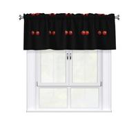 WHJSHOP Two red Tomatoes Prints Curtain with Short Pole, 54x18in for Enhancing Kitchen Windows, bathrooms, Laundry Rooms, and Studios
