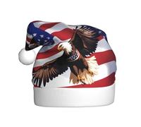 WHJSHOP USA Patriotic Eagle with American Flag Printing Christmas hat for Adult Suitable for Halloween, Christmas and New Year wear