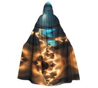 WHJSHOP View under the moon Pattern Halloween Adult Hooded Cloak No Zipper, Comfortable & Durable for Role-Playing