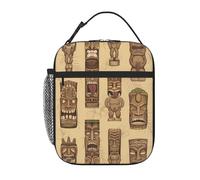 WHJSHOP Vintage Aloha Tiki Pattern Printing Portable Handheld Insulated Lunch Bag Suitable for Students to Work and Travel