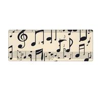 WHJSHOP Vintage Music Note Prints Extra Large Mouse pad, Computer Office Anti Slip Gaming Keyboard Thickened Version 12x31.5in
