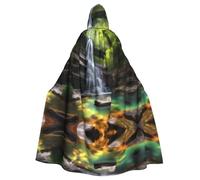 WHJSHOP Waterfall Views Pattern Halloween Adult Hooded Cloak No Zipper, Comfortable & Durable for Role-Playing