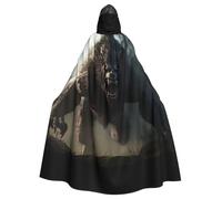 WHJSHOP Werewolf HD Picture Halloween Adult Hooded Cloak No Zipper, Comfortable & Durable for Role-Playing