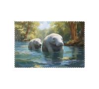 WHJSHOP West Indian Manatees Prints Placemats Set of 6 12x18in - Transform Your Table into a Cozy Haven for Memorable Meals