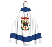 WHJSHOP West Virginia Flag Pattern Halloween Adult Hooded Cloak No Zipper, Comfortable & Durable for Role-Playing