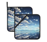 WHJSHOP White Clouds Over The sea Picture Square Insulated Pot Holder Set of 2 8x8 in Thick and Durable, Anti-scalding and Heat-Insulating