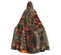 WHJSHOP White Dry Red Umbrella Mushroom City Pattern Halloween Adult Hooded Cloak ensuring easy care and long-lasting use