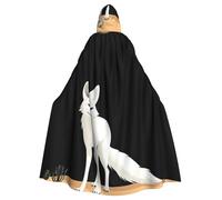WHJSHOP White Fox In The Desert Picture Halloween Adult Hooded Cape Men'S And Women'S Clothing Mantle Role-Playing