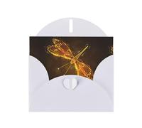 WHJSHOP White Greeting Card Abstract yellow Dragonfly Pattern 4x6in for Christmas, children's birthdays, Valentine's Day, wedding anniversaries, and party invitations