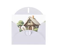 WHJSHOP White Greeting Card Big Bad Wolf Outside the Thatched Cottage Printing Perfect for Valentine's Day, Wedding Anniversary & Party Invitations