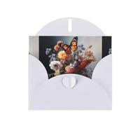 WHJSHOP White Greeting Card Butterfly on a bouquet Printing Perfect for Valentine's Day, Wedding Anniversary & Party Invitations