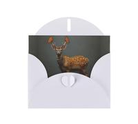 WHJSHOP White Greeting Card Butterfly on a sika deer Printing Perfect for Valentine's Day, Wedding Anniversary & Party Invitations