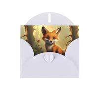 WHJSHOP White Greeting Card Clever little fox Printing Perfect for Valentine's Day, Wedding Anniversary & Party Invitations
