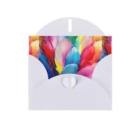 WHJSHOP White Greeting Card Colored thick feathers Printing Perfect for Valentine's Day, Wedding Anniversary & Party Invitations