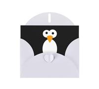 WHJSHOP White Greeting Card Cute Penguin Pattern 4x6in for Christmas, children's birthdays, Valentine's Day, wedding anniversaries, and party invitations