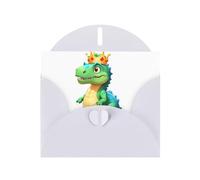 WHJSHOP White Greeting Card Dinosaur wearing a crown Printing Perfect for Valentine's Day, Wedding Anniversary & Party Invitations