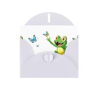 WHJSHOP White Greeting Card Frog chasing butterfly Printing Perfect for Valentine's Day, Wedding Anniversary & Party Invitations